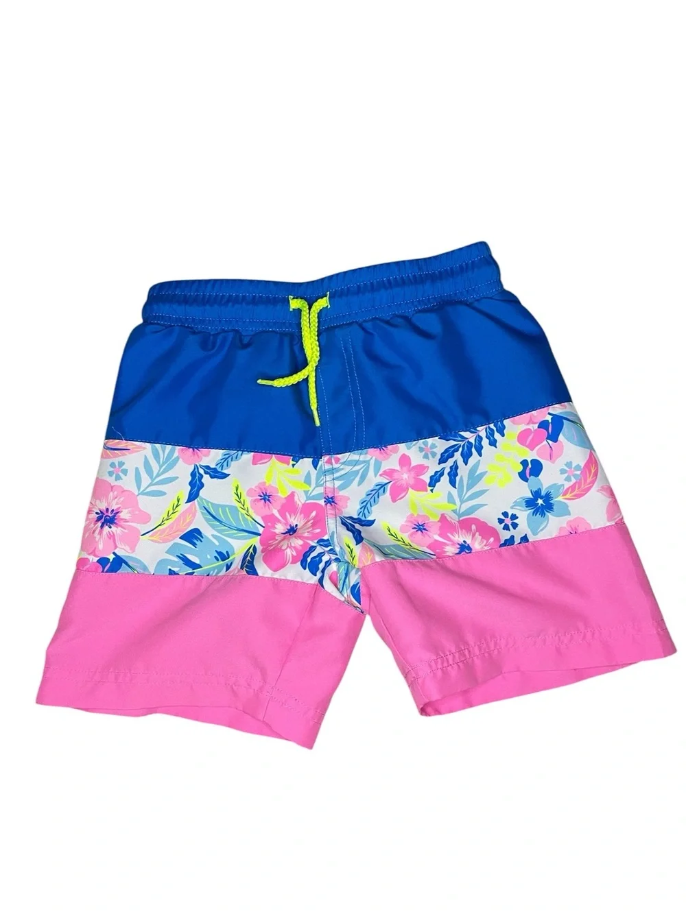 Tommy Bahama Boys Floral Colorblock Swim Trunks - Blue, Pink, Neon-Boys 5